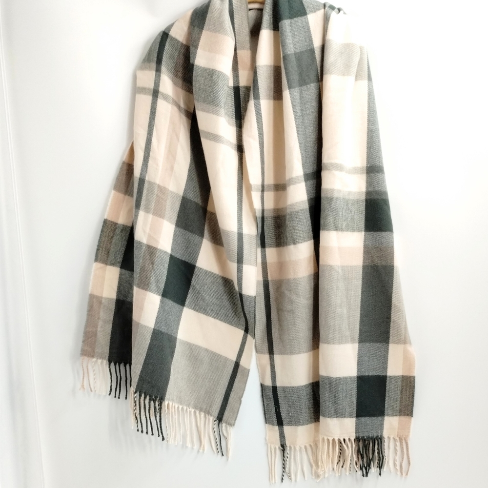J Crew Factory Pink Buffalo Plaid Blanket Scarf